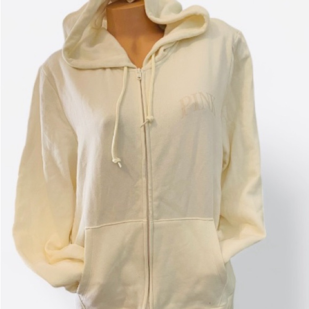 PINK Victoria's Secret Cream Hoodie New with tags xl - Picture 2 of 10